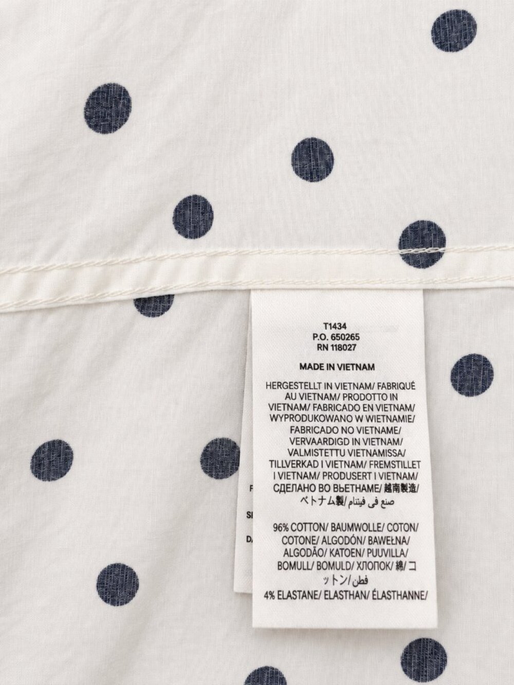 Boden Saskia Stretch Cotton Shirt 6R Ivory Black Polka Dot Button Down - Picture 3 of 5